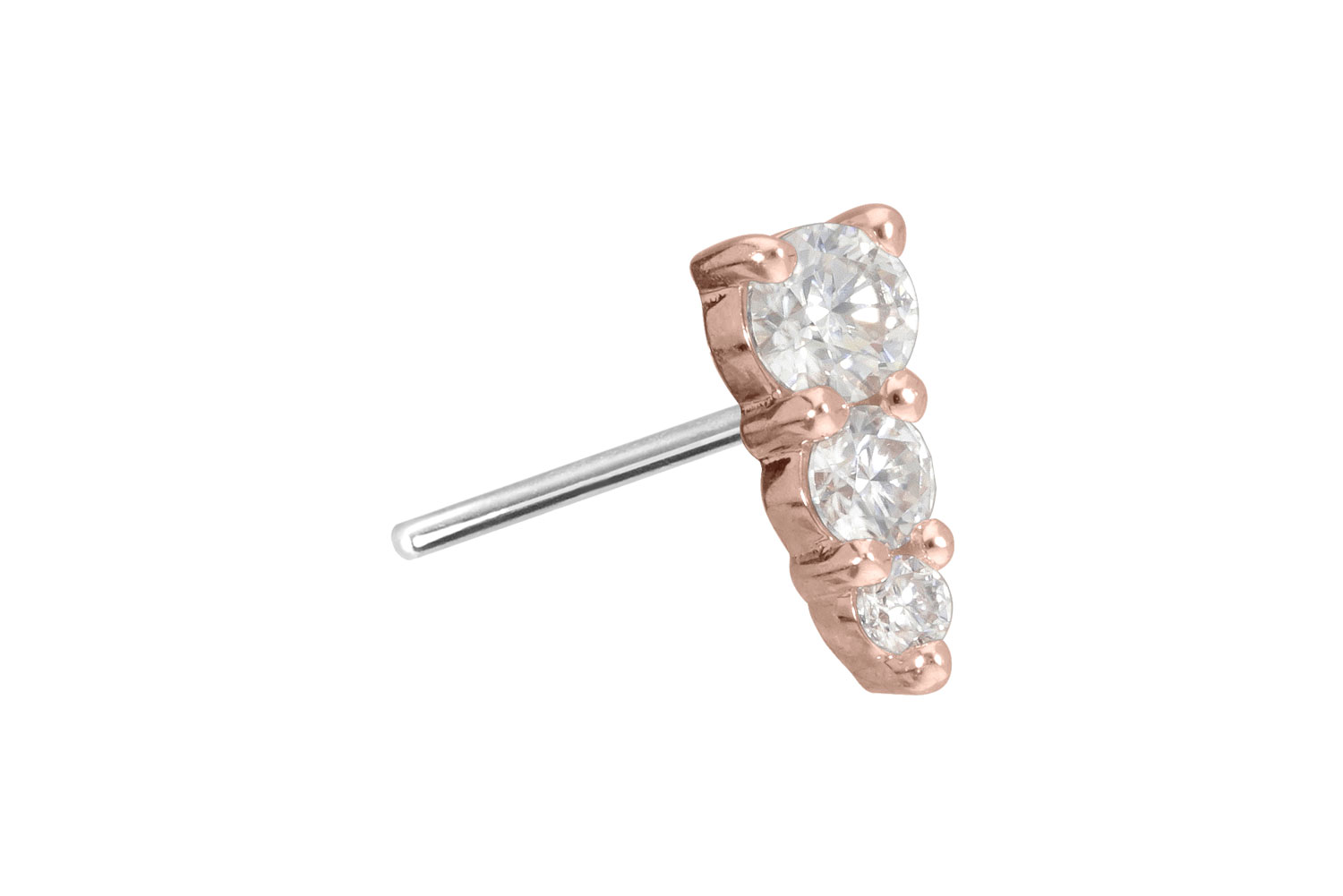 14 Karat Gold Aufsatz mit Titan Push Pin MOISSANIT-EISZAPFEN von Piercingline